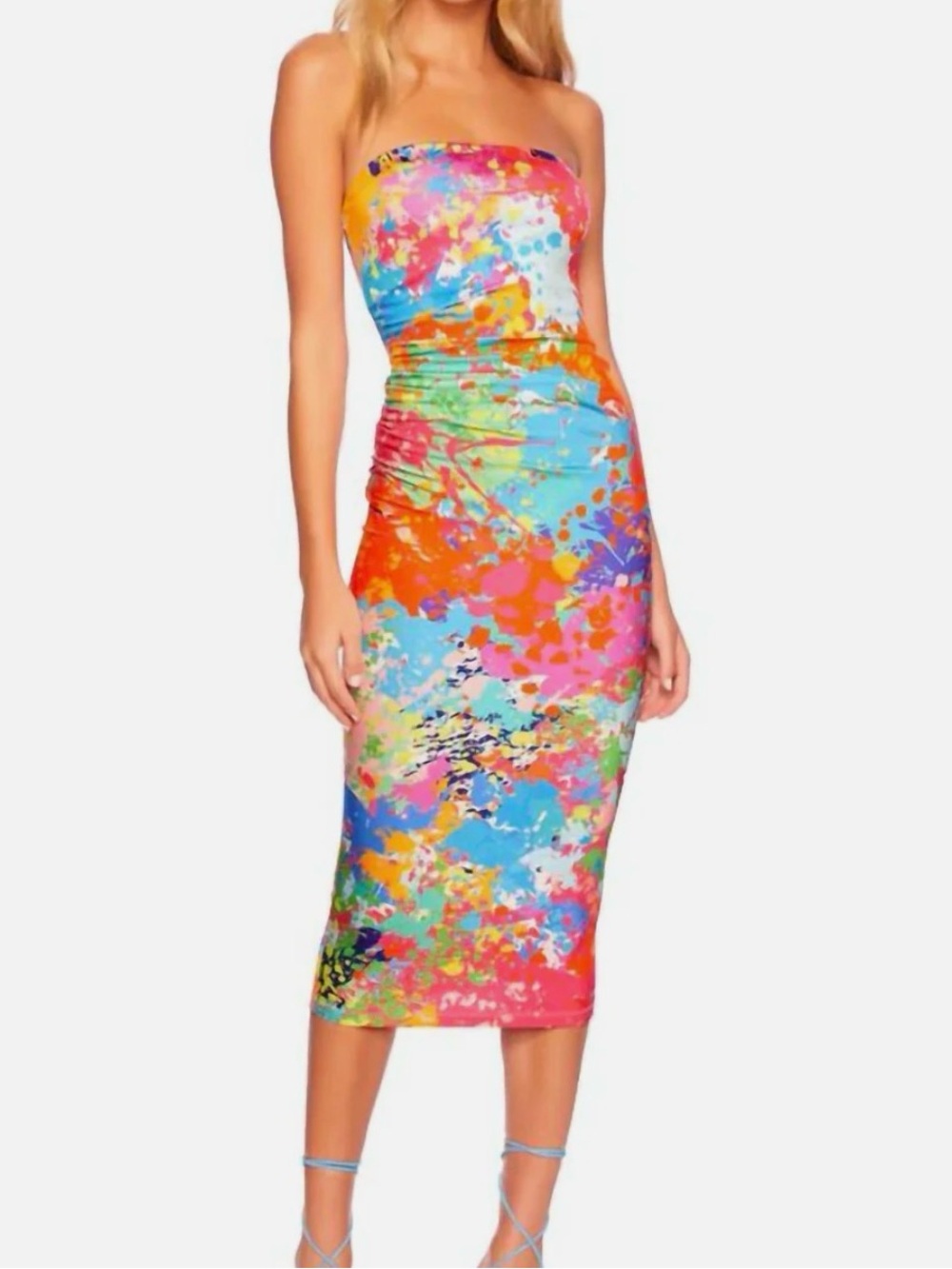 Susana Monaco Multicolor Purple-Pink Orange Paint-Splash Dress